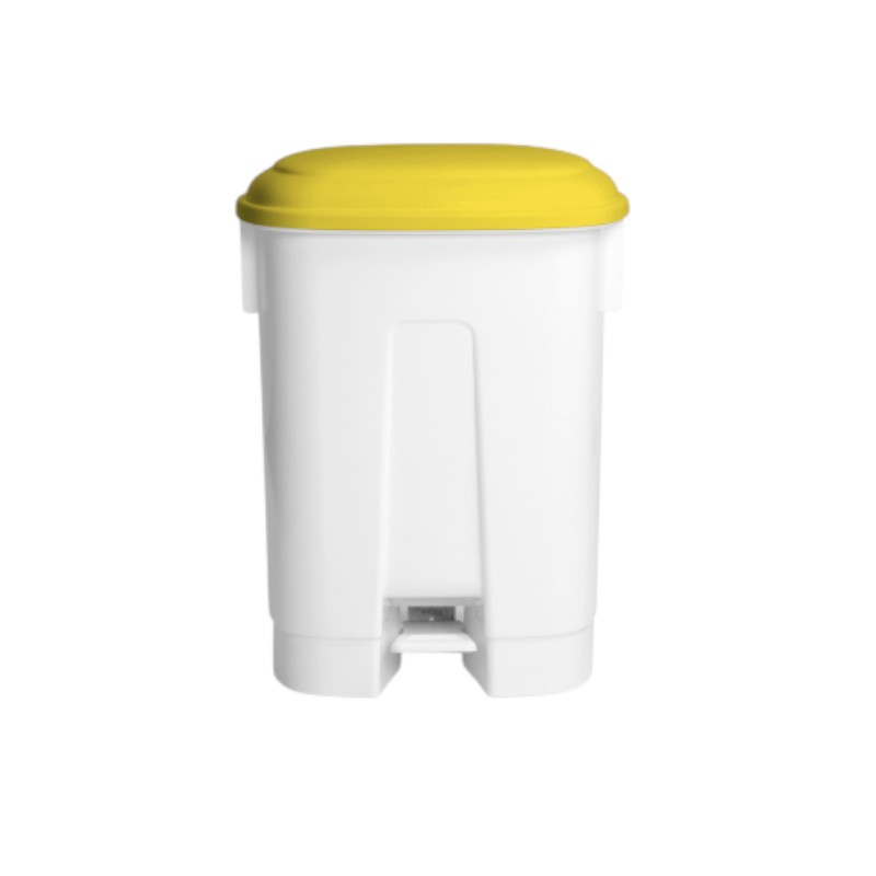 Witte afvalbak 60 l - Met pedaal en gele deksel - Derby XL